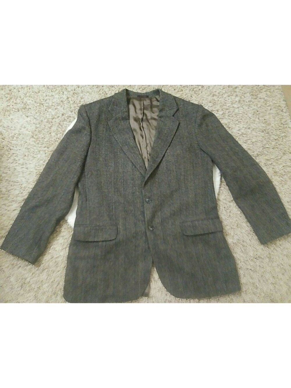 Barrington Mens Suit Jacket Dark Gray 100% Pure Wool Pockets Large